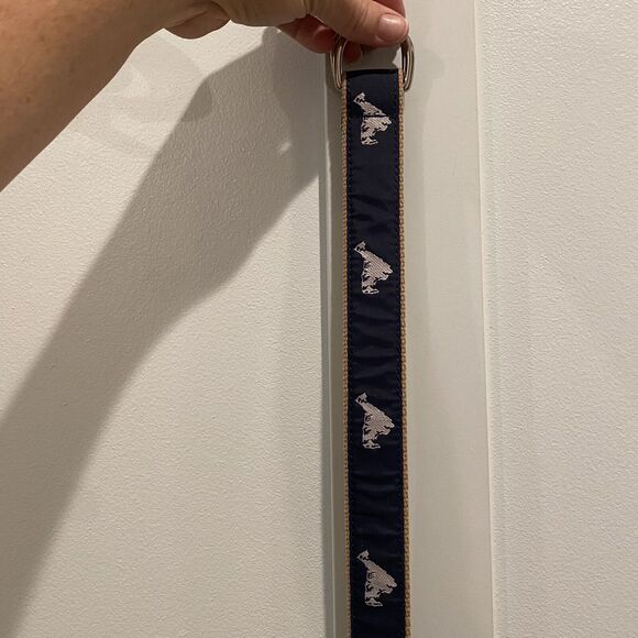 Leatherman Belt Small Blue Tan Embroidered Shelter‎ Island Double Ring USA - Picture 9 of 12